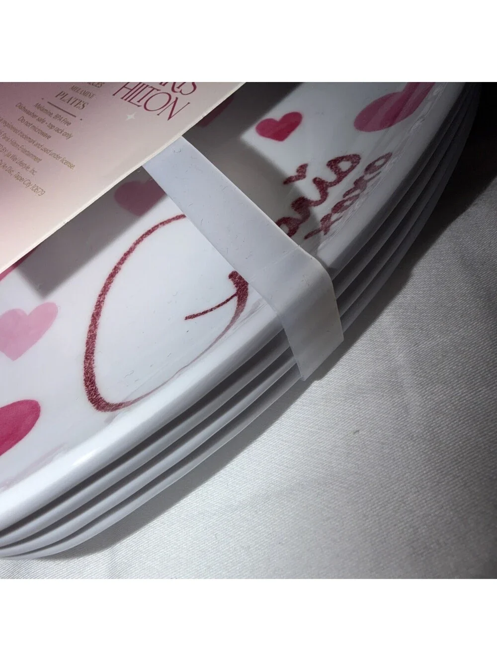 Paris Hilton Heart Shaped Pink Heart Melamine Appetizer Plates